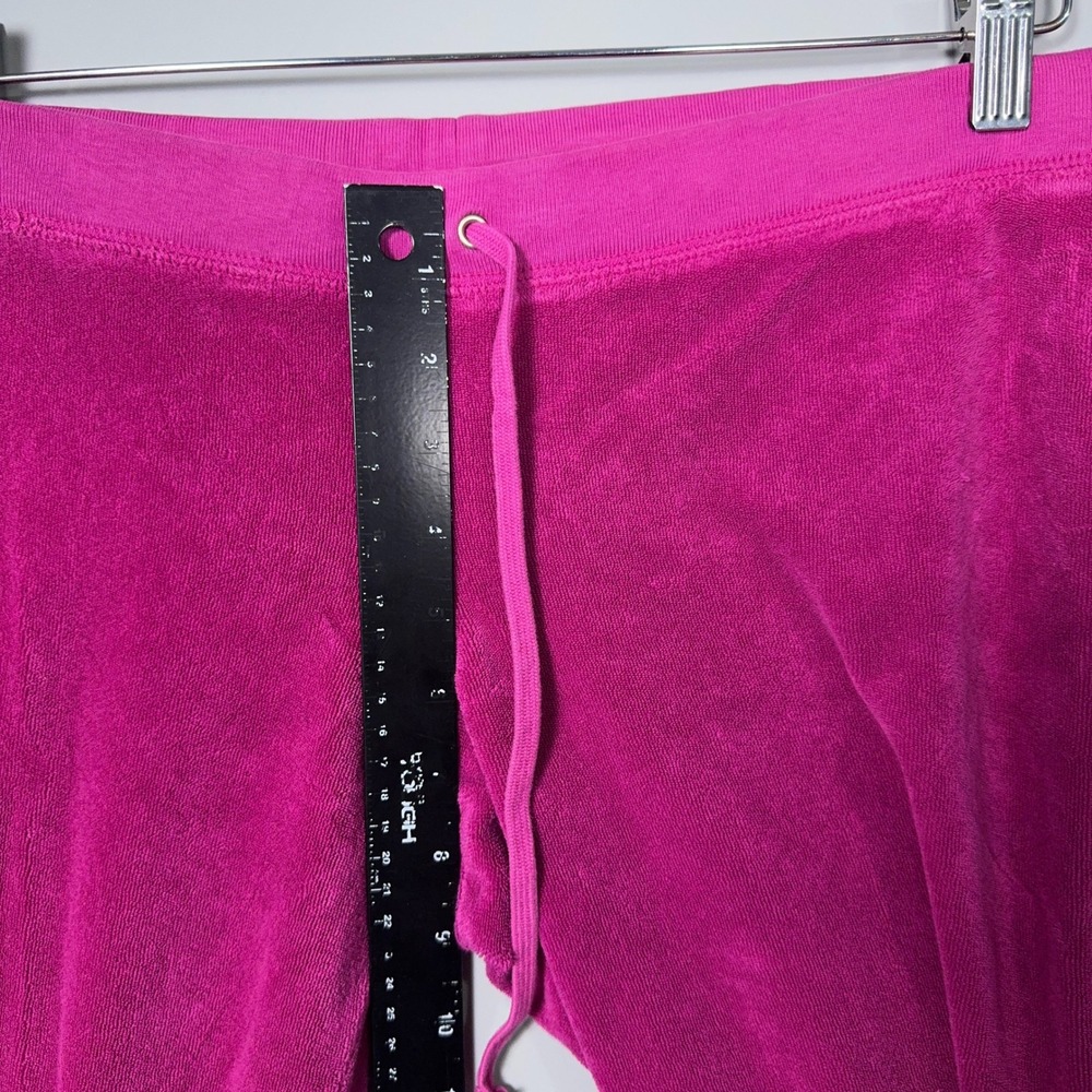 Juicy Couture Wide Leg Y2K Capri Sweatpants Womens Medium Velour Pink McBling - Picture 5 of 9